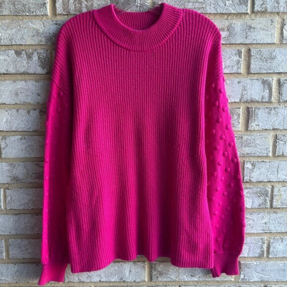 Vince Camuto Bubble Stitch Long Sleeve Crew Neck Cotton Blend Sweater Size L - Picture 1 of 7